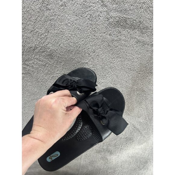 Oka B Women’s Medium Black Bow Slip On Peep Toe Sandals Slides Shoes Water Beach - Picture 10 of 10